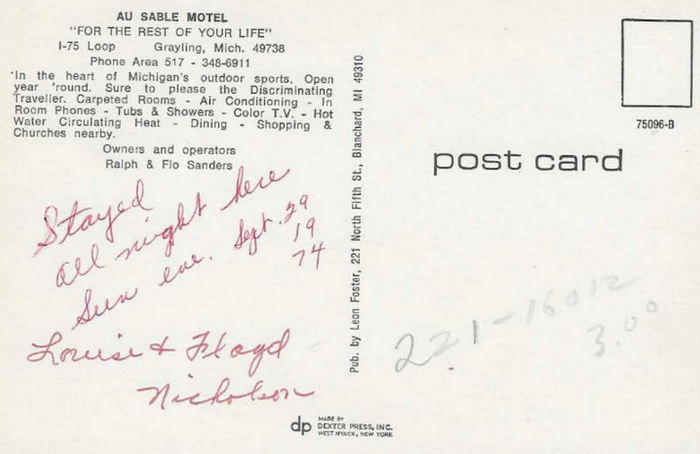 Au Sable Motel - Old Postcard Photo